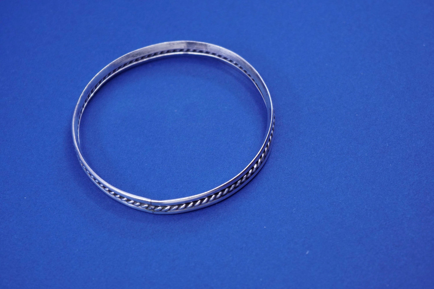 7.75”, vintage sterling silver handmade bracelet, 925 twisted cable bangle