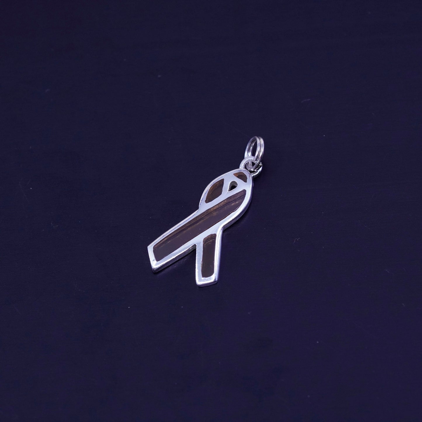 Antique Sterling silver charm, 925 breast cancer cure ribbon charm