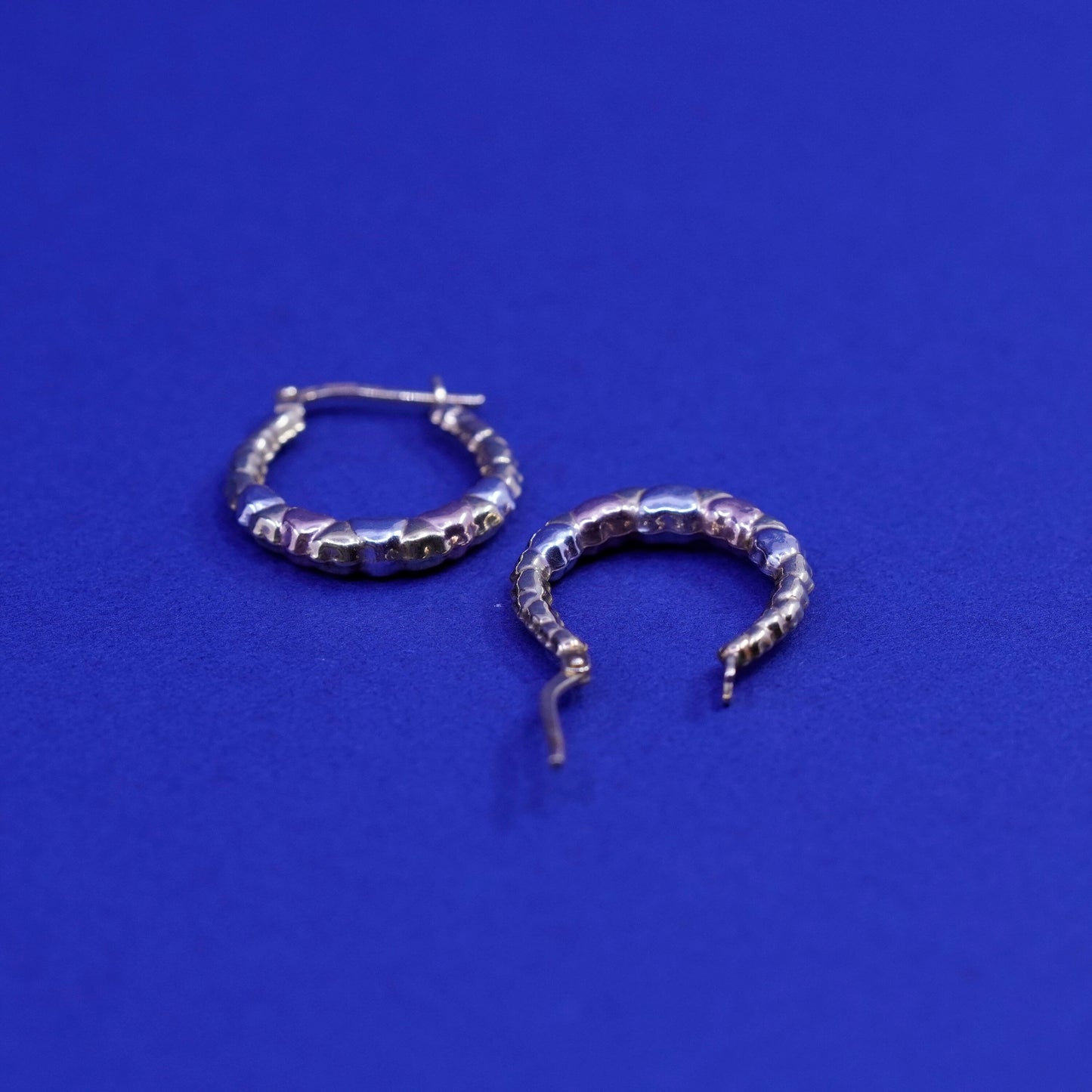 0.75”, vintage Jordan vermeil gold Sterling 925 silver handmade hoop earrings