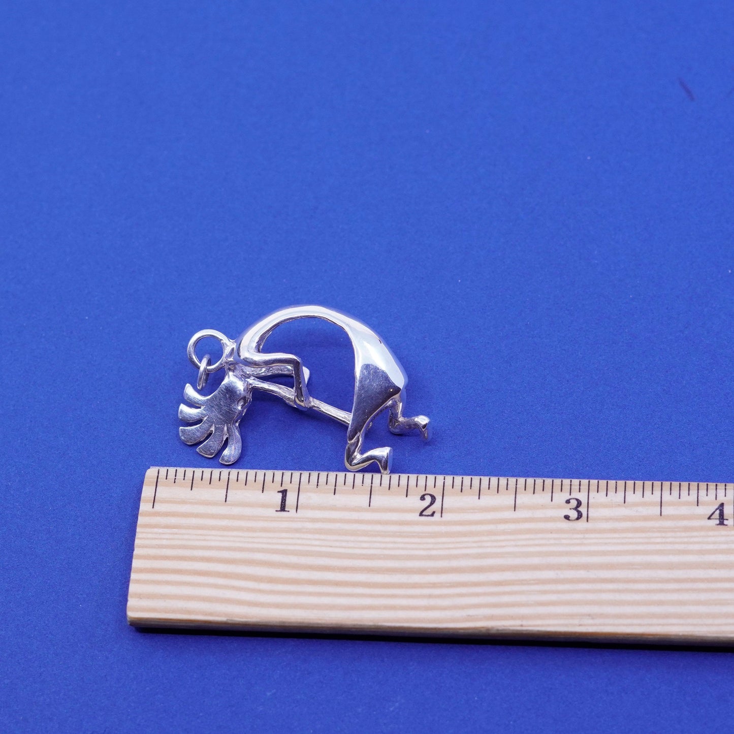 Native American Sterling silver handmade pendant, 925 Kokopelli charm, Navajo