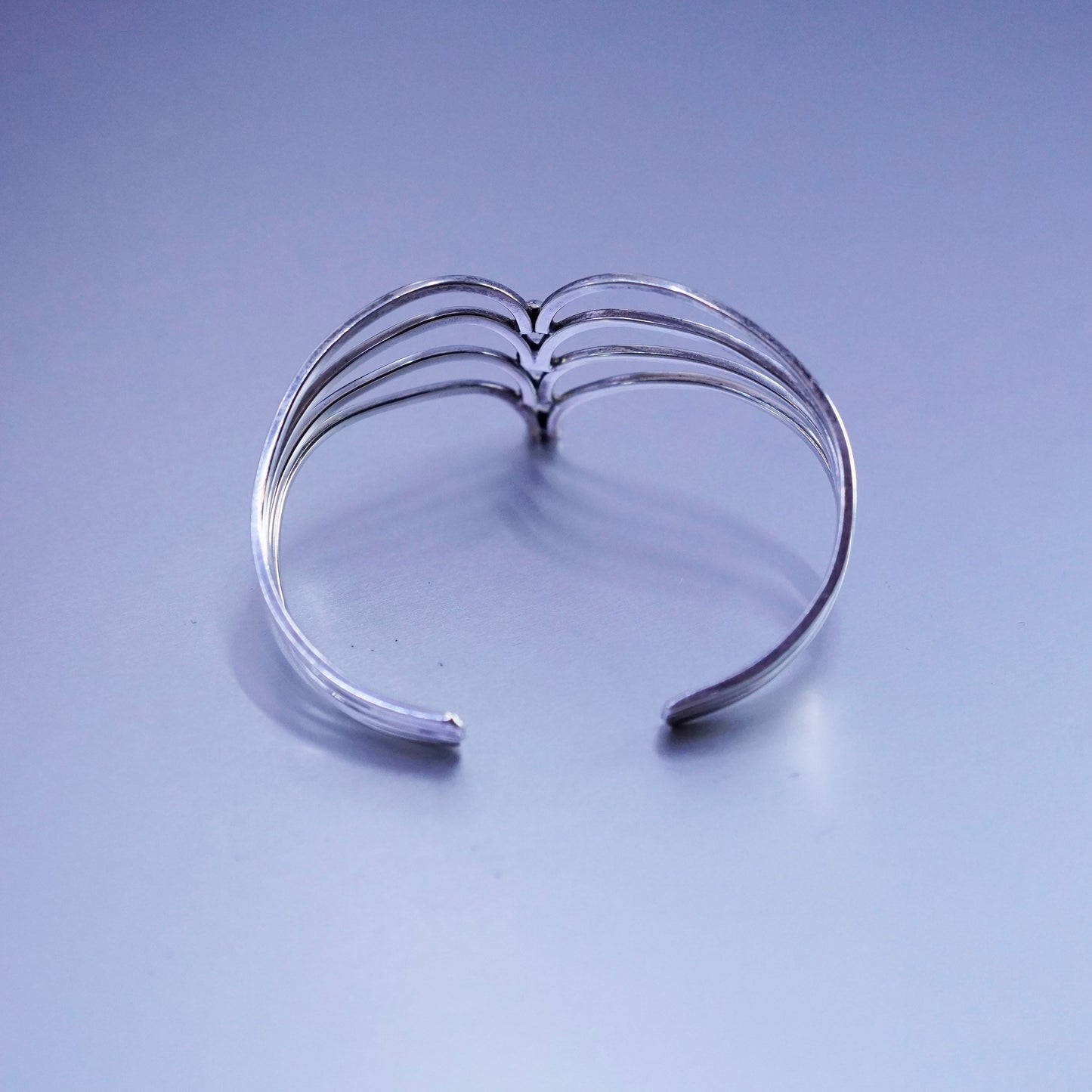 6.25”, Vintage Sterling 925 silver handmade bracelet, v shaped cuff