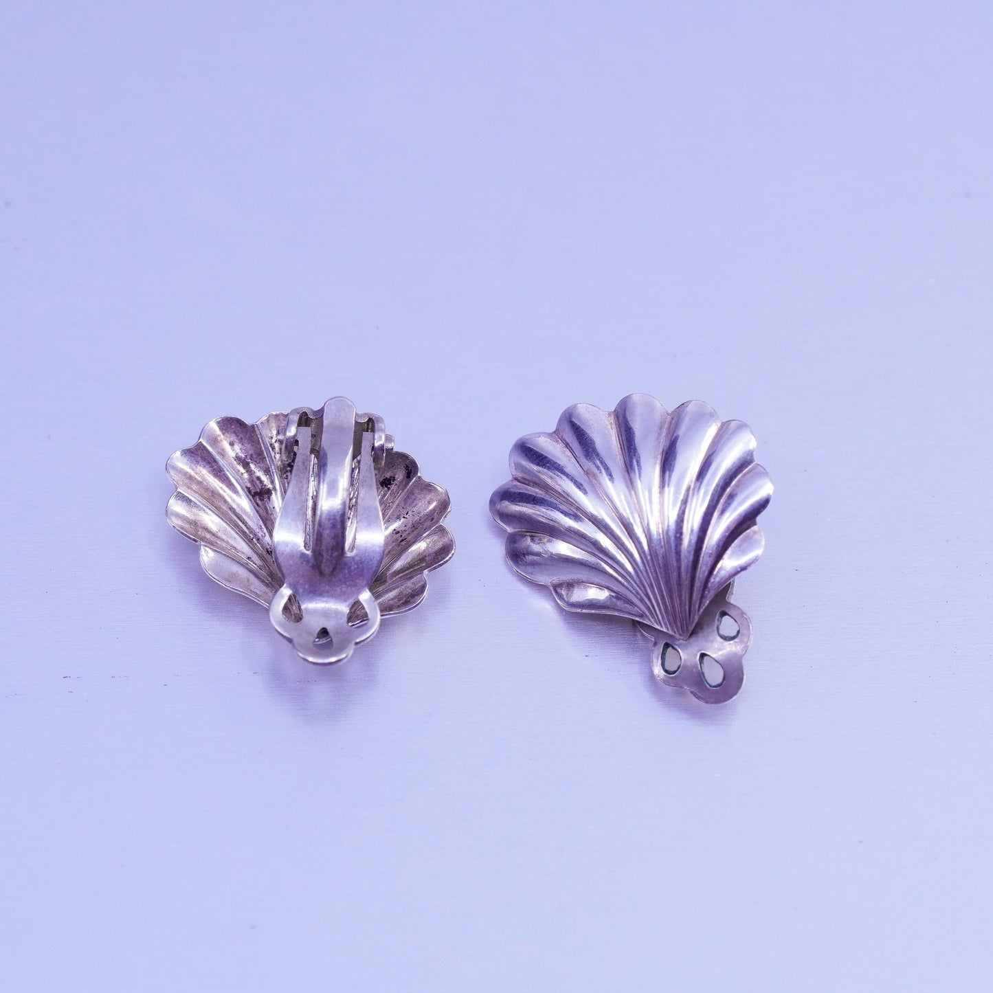 0.75”, Vintage Sterling 925 silver handmade earrings, shell clip on