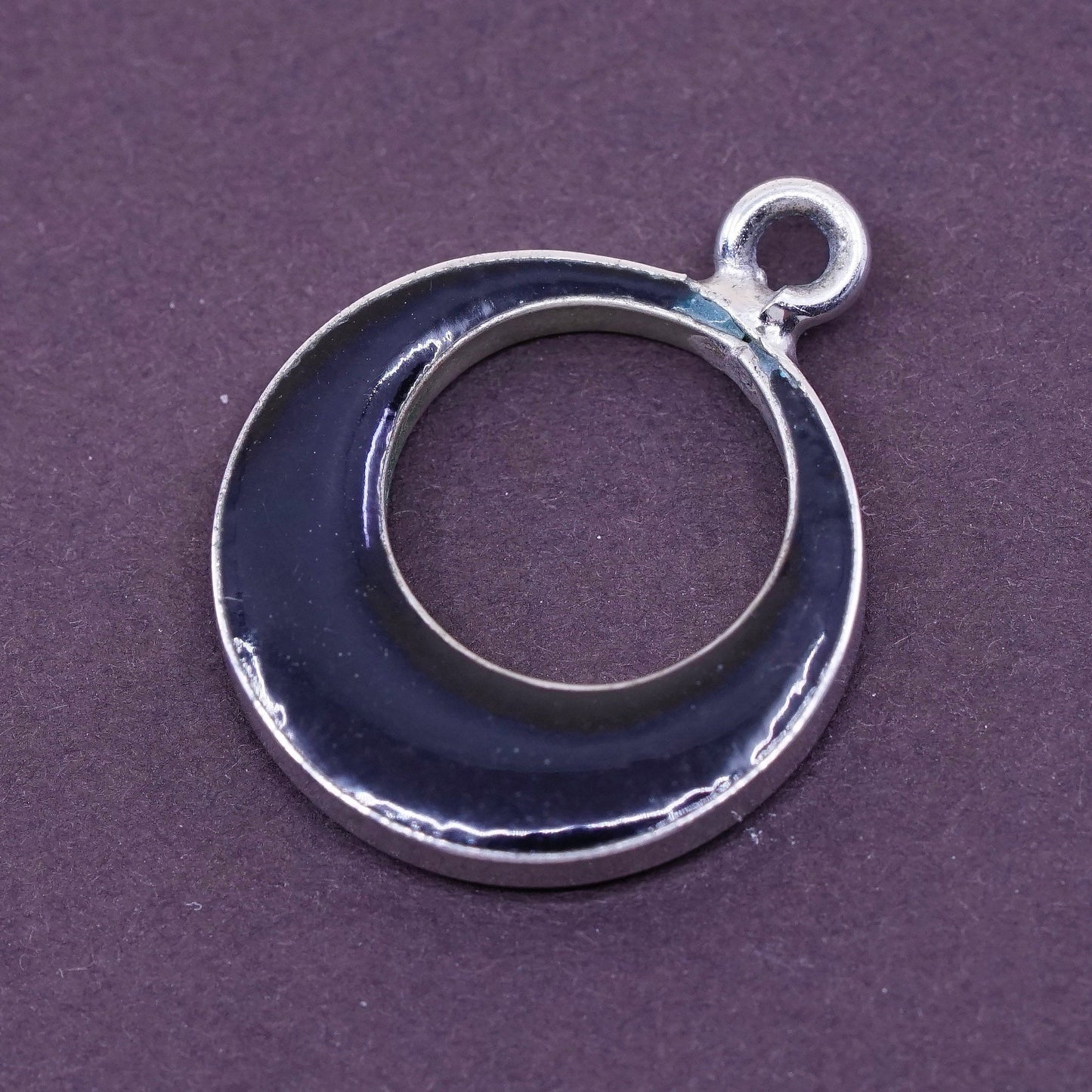 Vintage Sterling silver handmade pendant with turquoise and obsidian