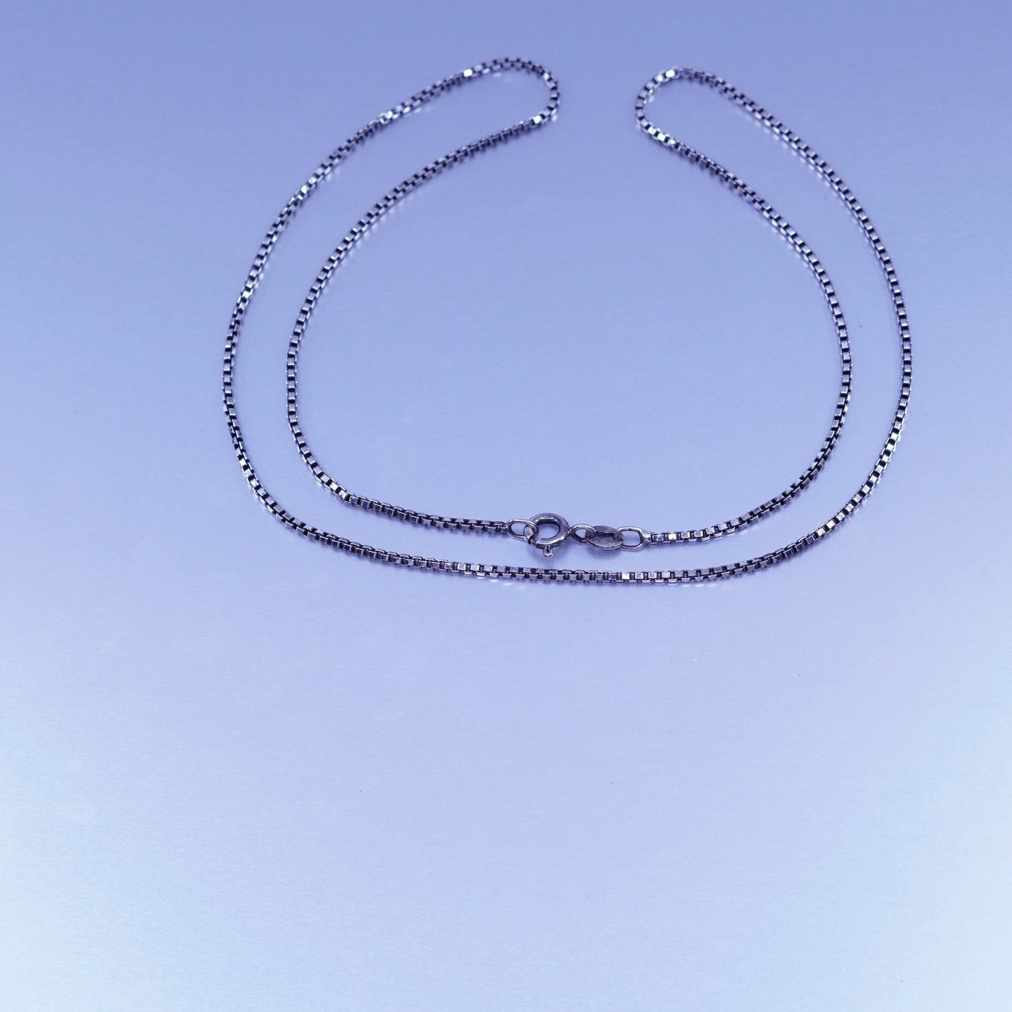 18” 1mm, vintage Italy 925 silver box chain necklace