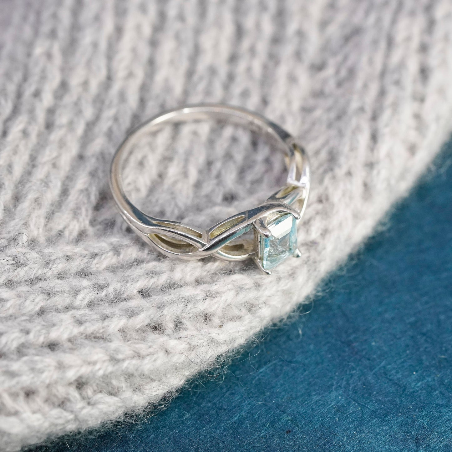 Size 11.25, vintage Sterling silver handmade ring, 925 stackable ring w/ topaz