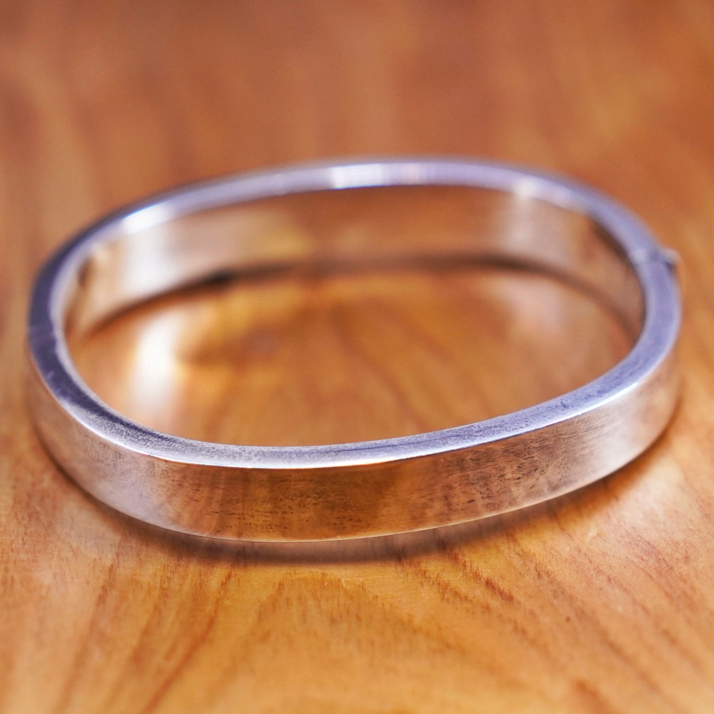 7.25”, vintage Sterling 925 silver handmade bracelet, modern hinged bangle