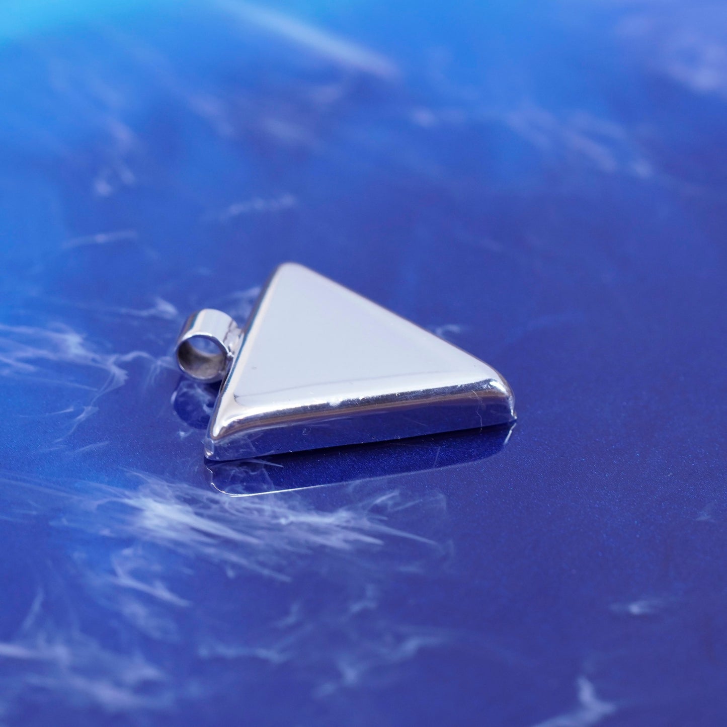 Vintage Sterling silver handmade pendant, modern 925 triangular