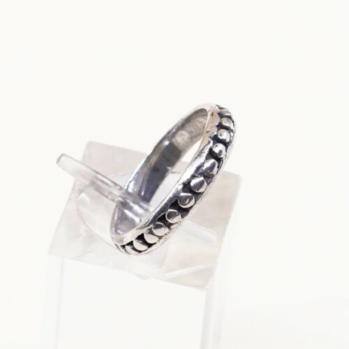Size 6, Vtg stackable Sterling Silver Handmade Ring 925 Band W/ Beads