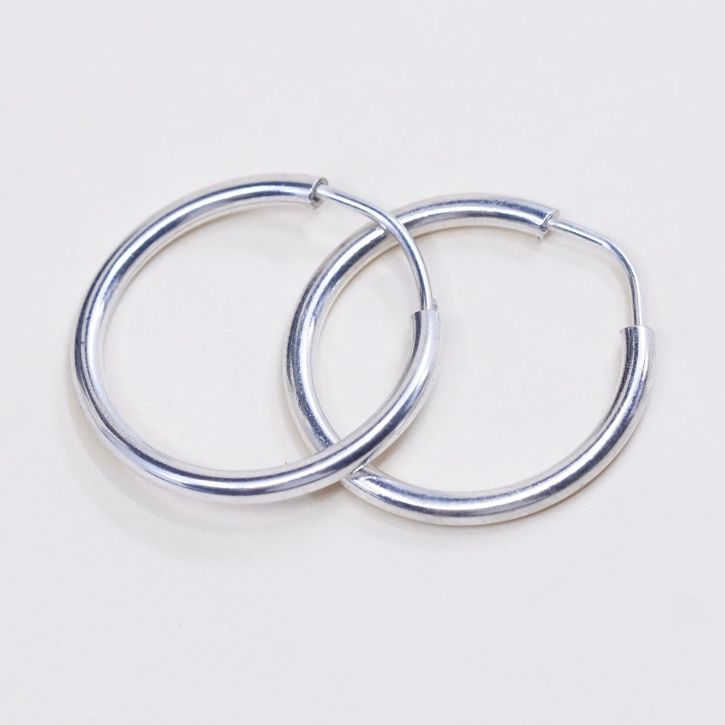 0.75”, Vintage sterling 925 silver loop earrings, minimalist primitive hoops