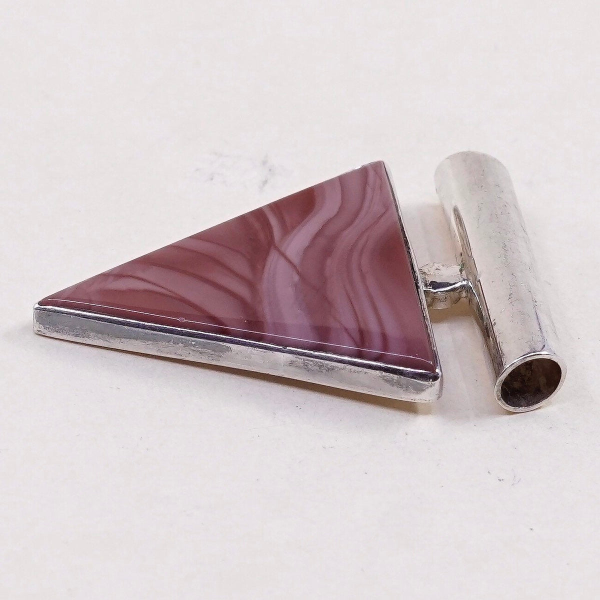 VTG southwestern sterling silver handmade pendant, 925 w/ triangular red agate