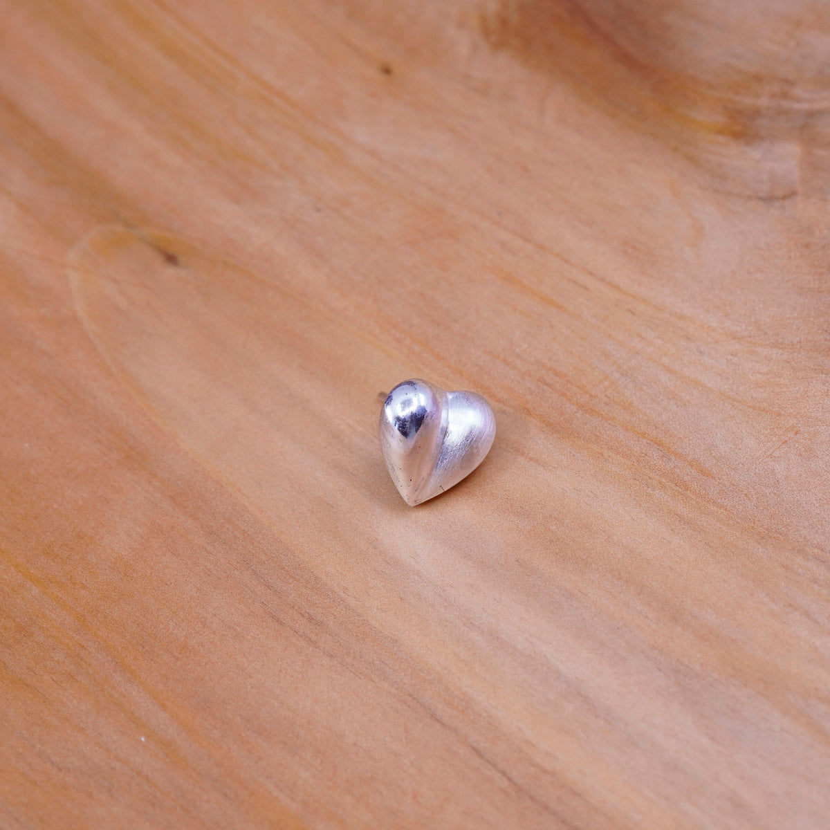 Vintage Sterling silver handmade earrings, 925 heart studs