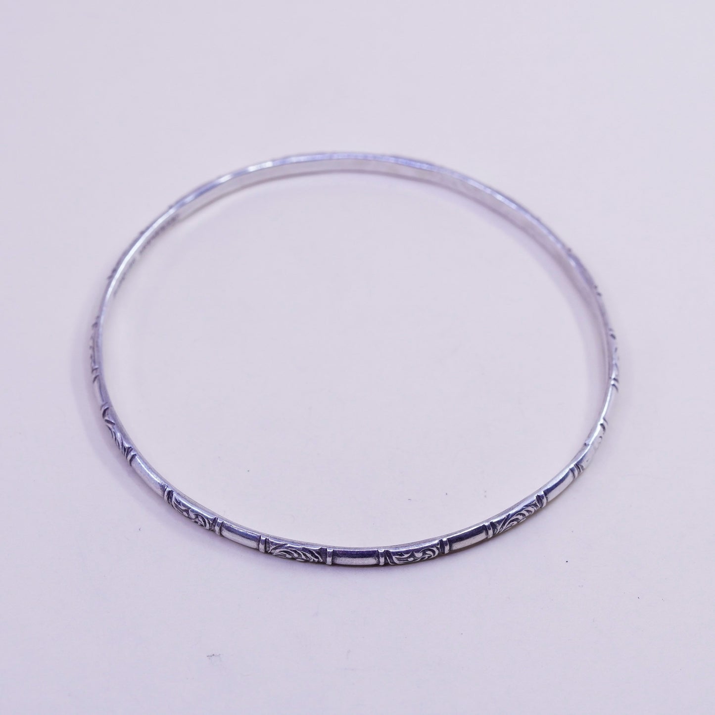 7.75”, Vintage sterling silver handmade 925 bracelet, textured bangle