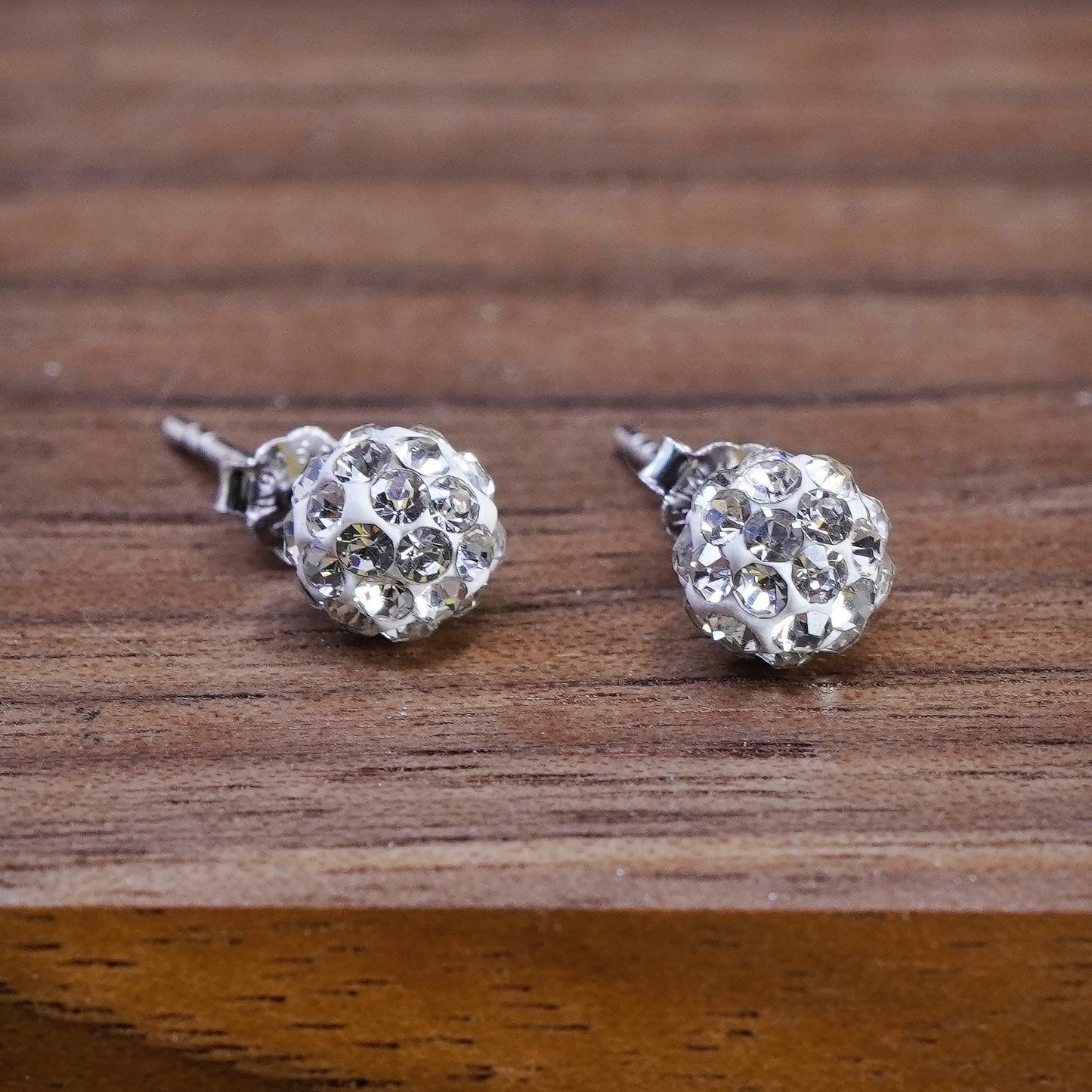 5mm, vintage Sterling 925 silver cluster round crystal studs, cz earrings