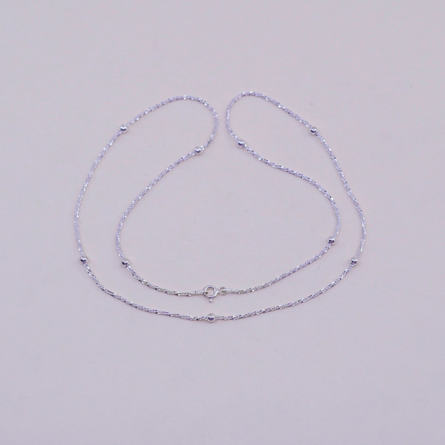 20”, 2mm, Vintage sterling silver Italy 925 twisted chain with beads, necklace