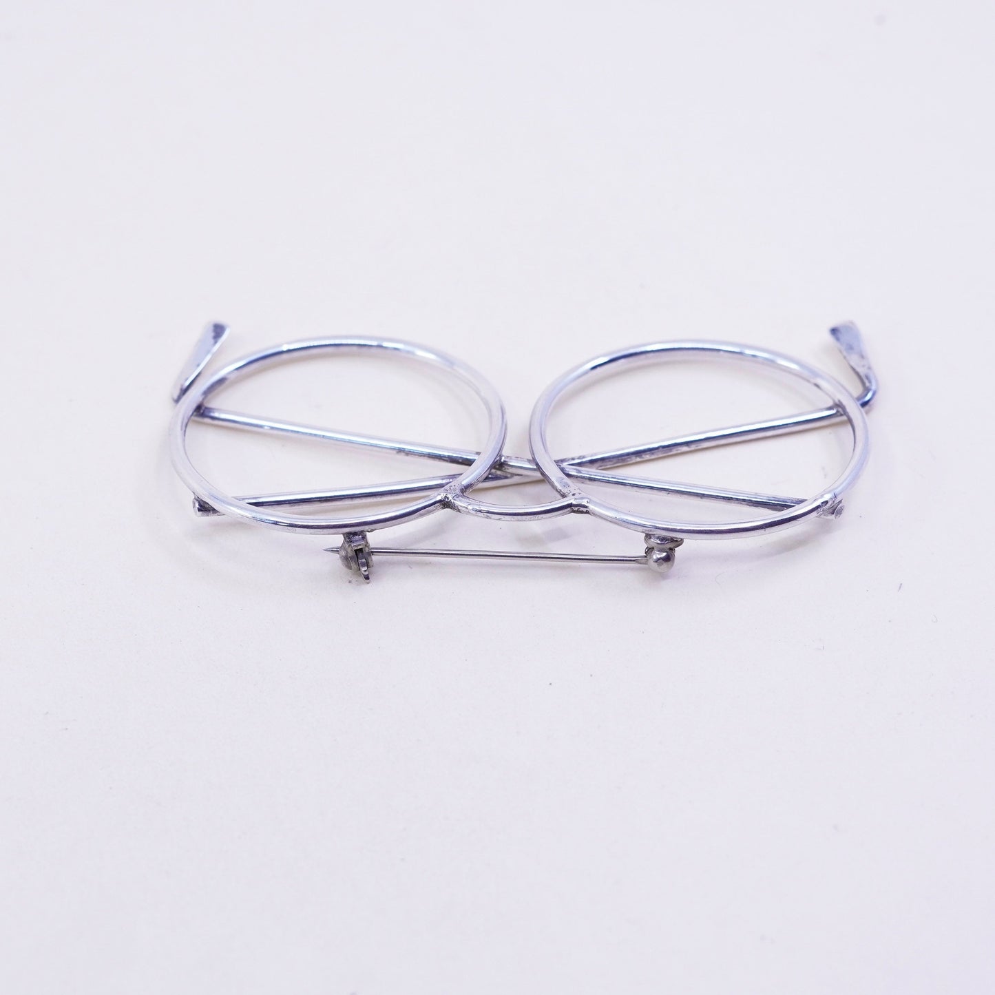 Vintage Sterling silver handmade brooch, 925 sunglasses glass, jewelry