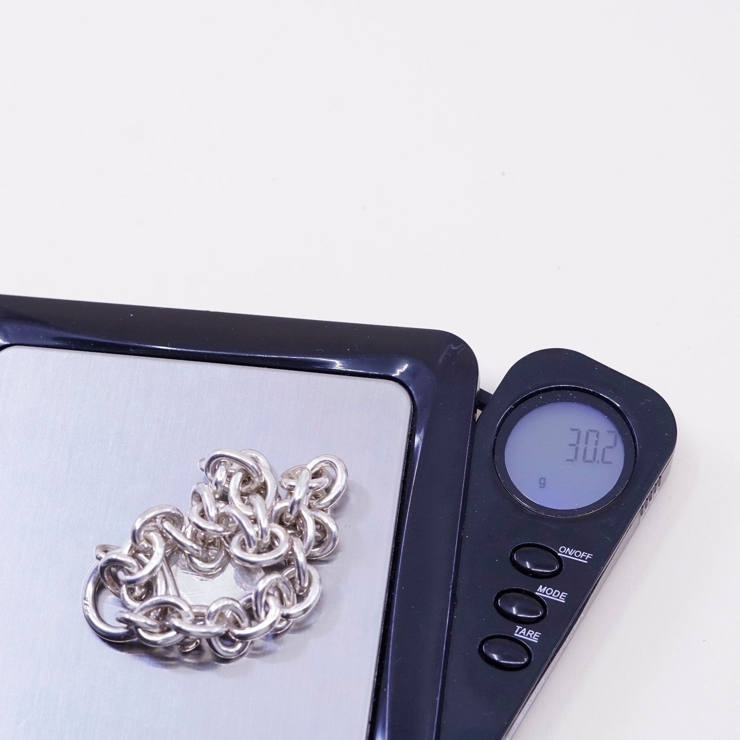 6.75”, sterling silver circle bracelet, 925 chain w/ heart charm monogram KKT