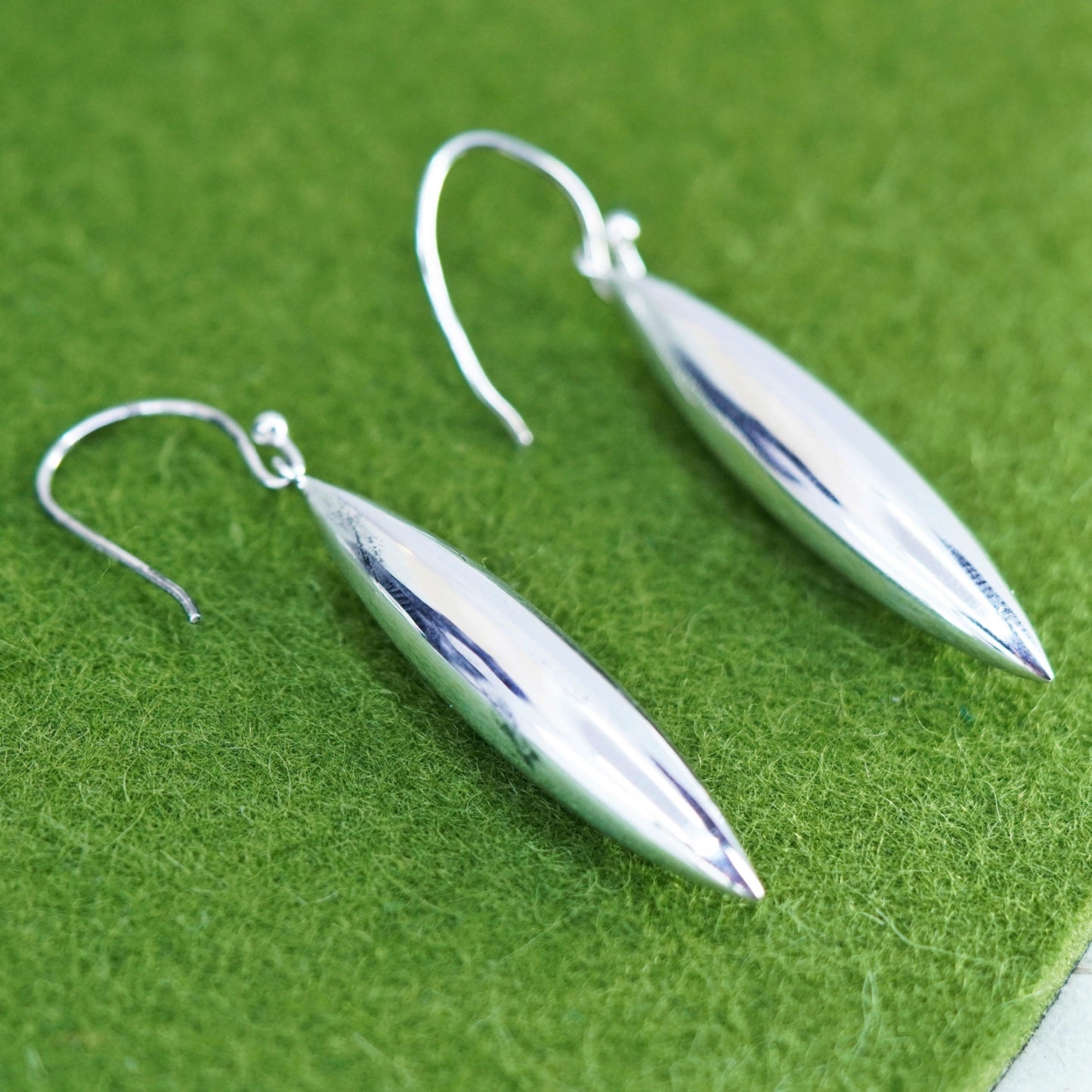 Vintage Sterling silver handmade earrings, 925 teardrop dangles