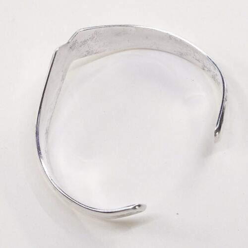 6.25”, Vtg Sterling Silver Handmade Collar Cuff Meixco 925 Bracelet, TO-01