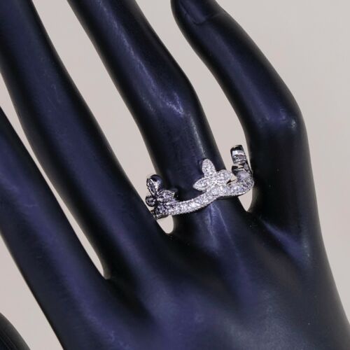 Size 7.25, Vtg Sterling Silver Handmade Wedding Ring, 925 Band W/ Cz Inlay