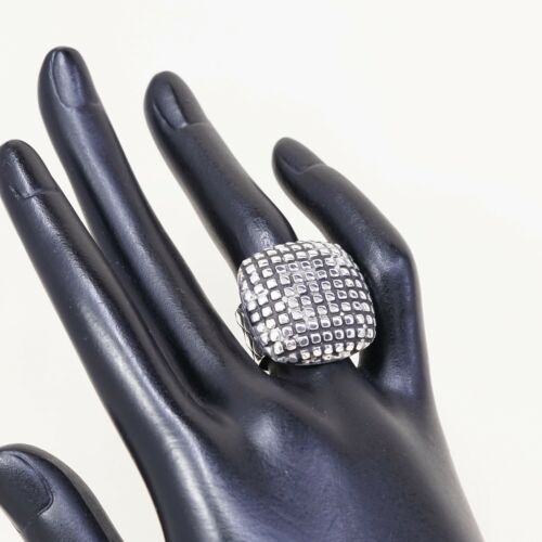 Size 7, Vtg Sterling Silver Handmade Cocktail Ring 925 Silver Statement w/ beads