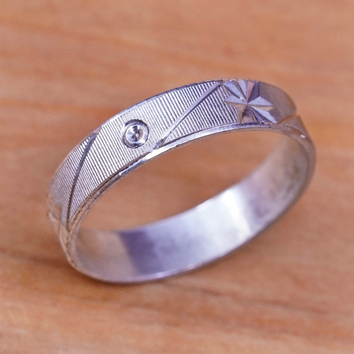 size 11, vintage Sterling silver handmade ring, 925 textured band