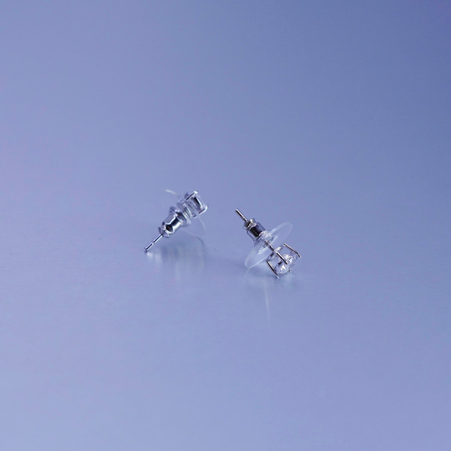 5mm, Vintage Sterling 925 silver earrings, studs with cz inlay