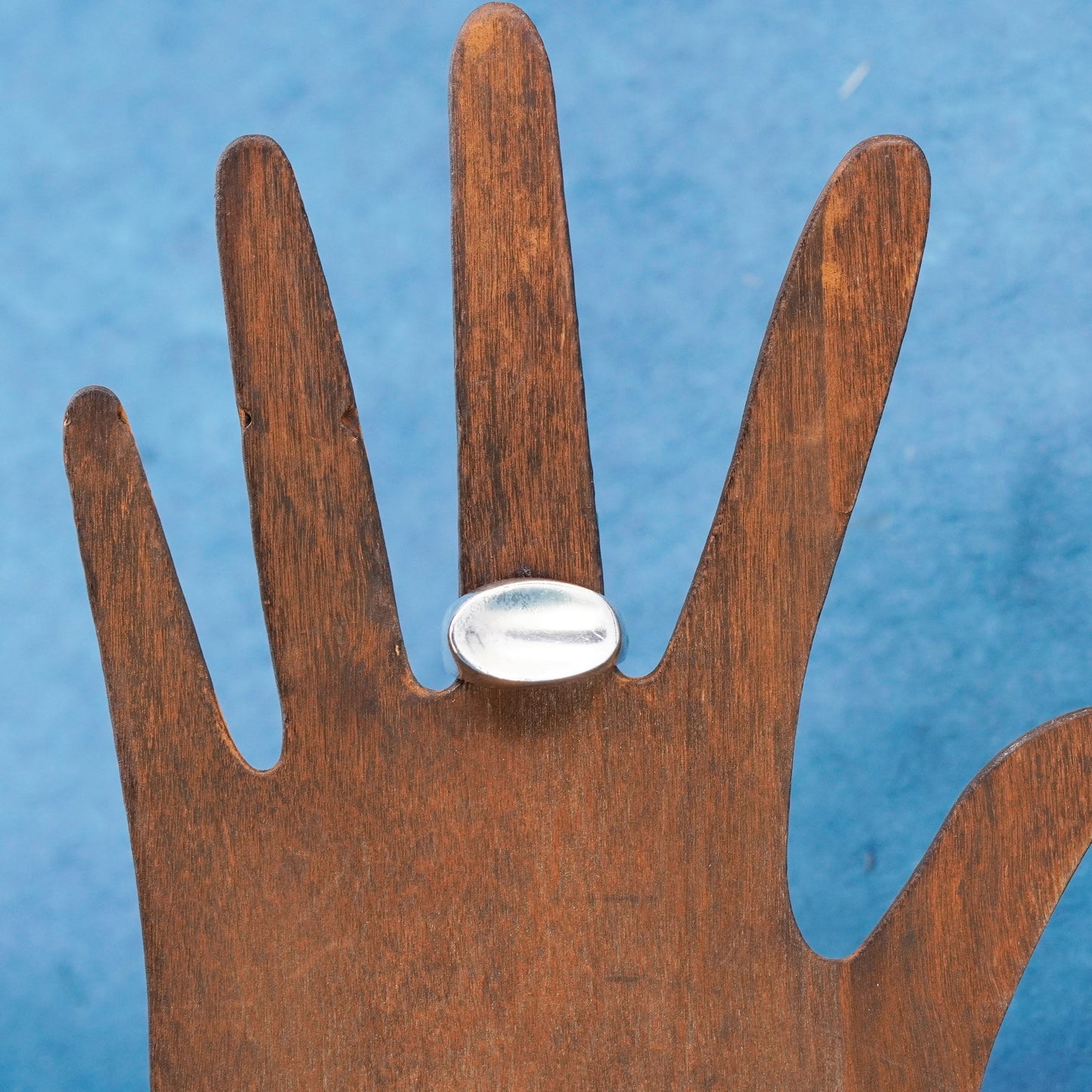 Size 9, vintage Sterling silver handmade ring, modern wide 925 band
