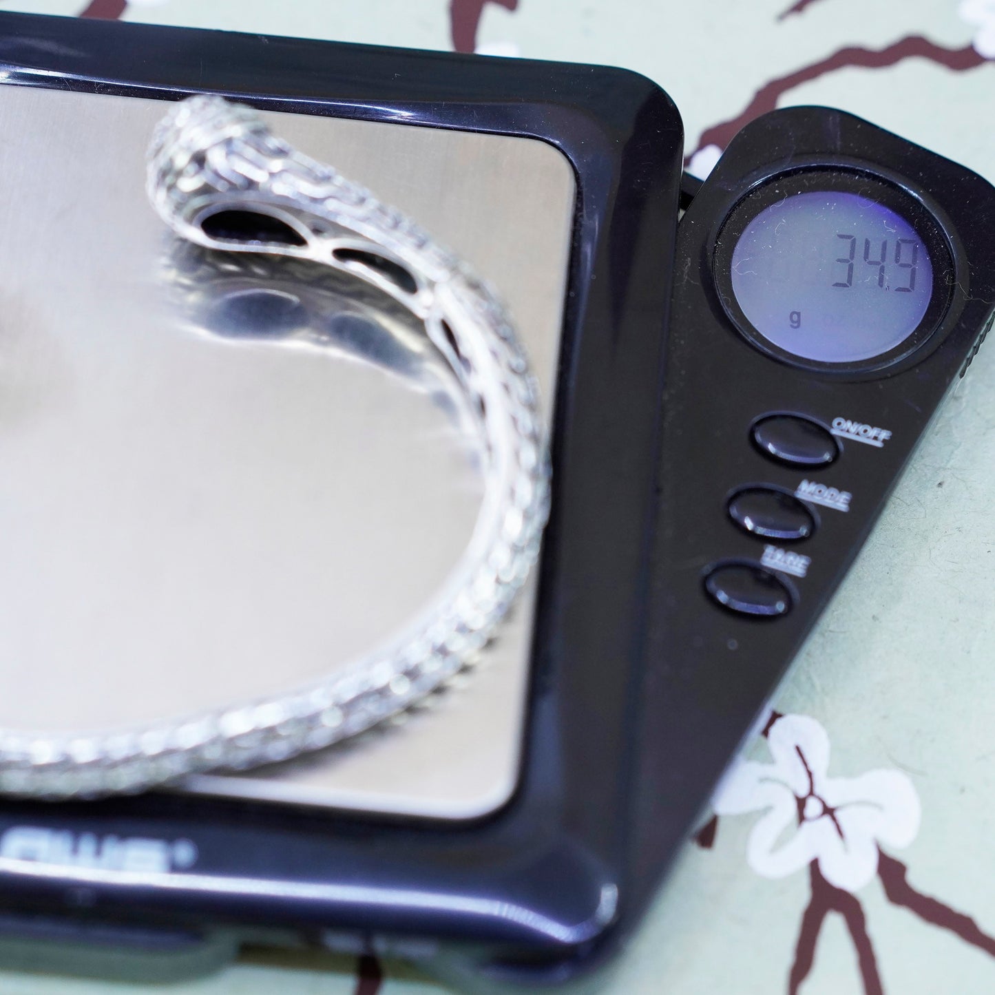 6.5”, Sterling silver bracelet, handmade 925 wheat cable cuff with cluster cz