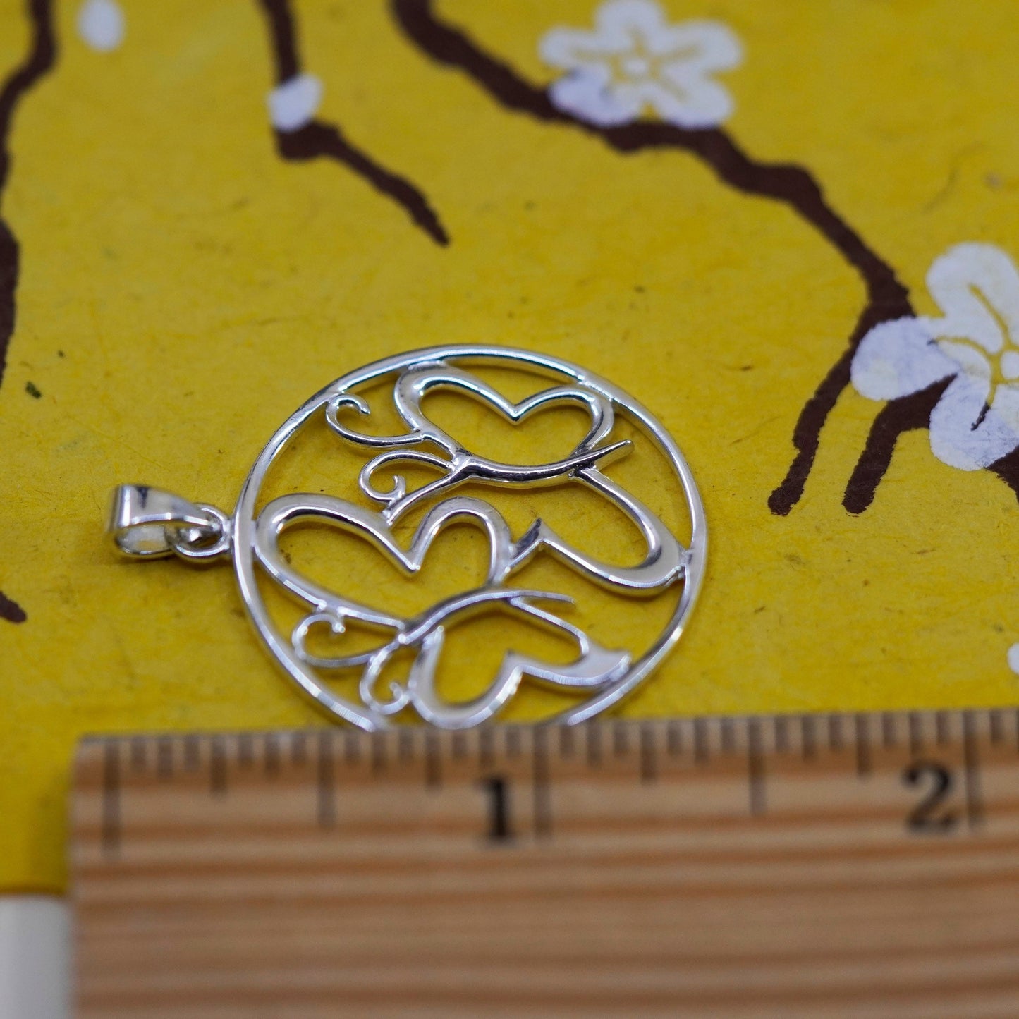 Vintage Sterling 925 silver handmade butterfly circle pendant