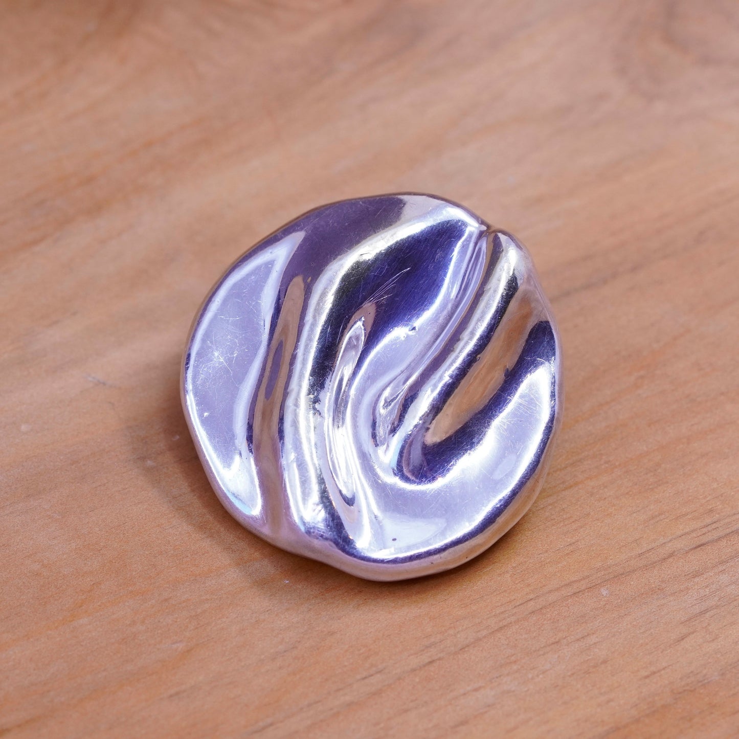 Vintage Sterling silver handmade clip on earrings, modern 925 wrinkly earrings