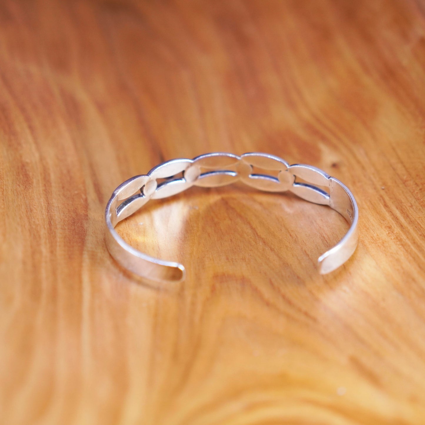 6.75”, Vintage Sterling silver handmade bracelet, 925 chain cuff