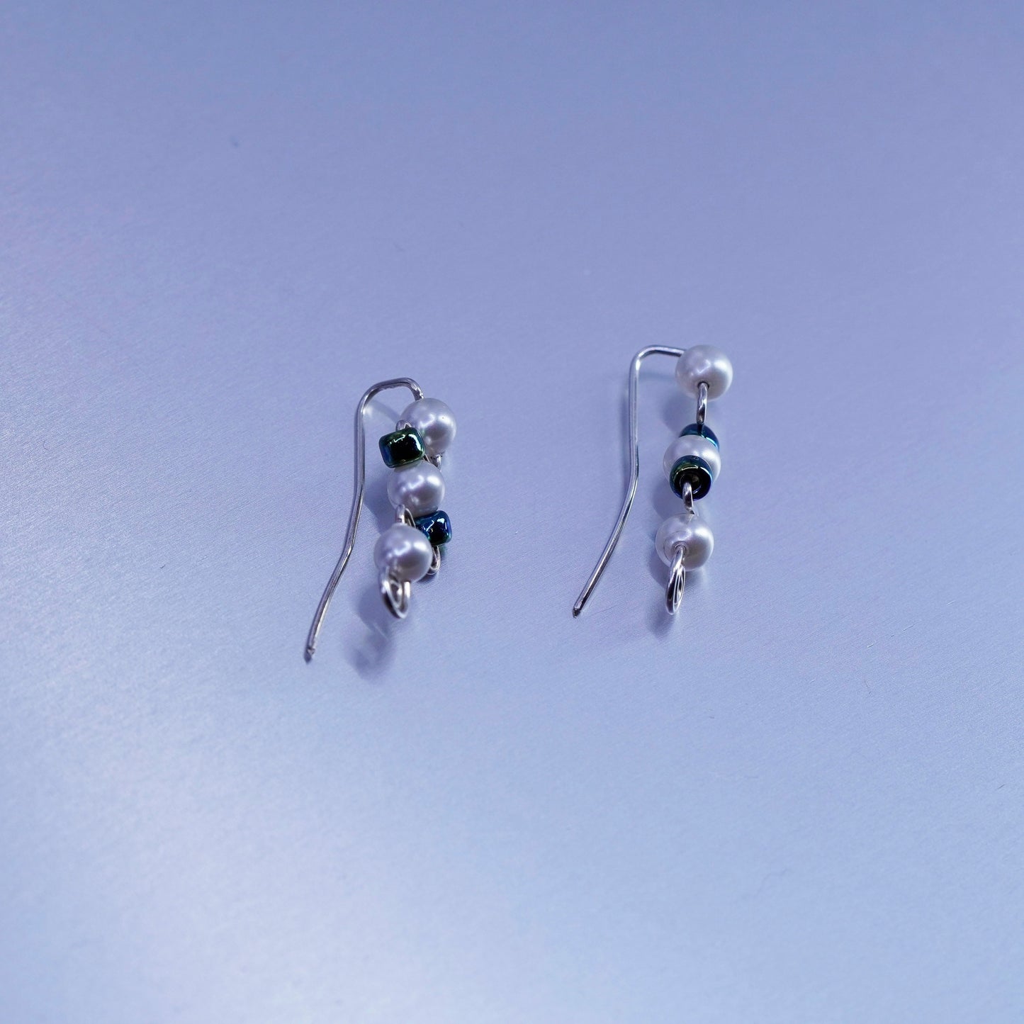 Vintage Sterling 925 silver handmade earrings with freshwater pearl