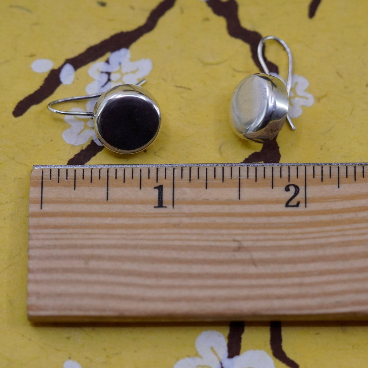 Vintage Sterling silver handmade earrings, 925 circles dangle