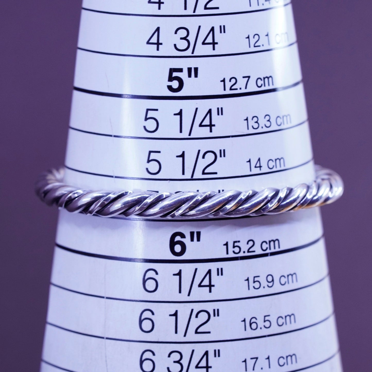 5.75”, Vintage Sterling silver handmade bracelet, 925 braided woven cable cuff