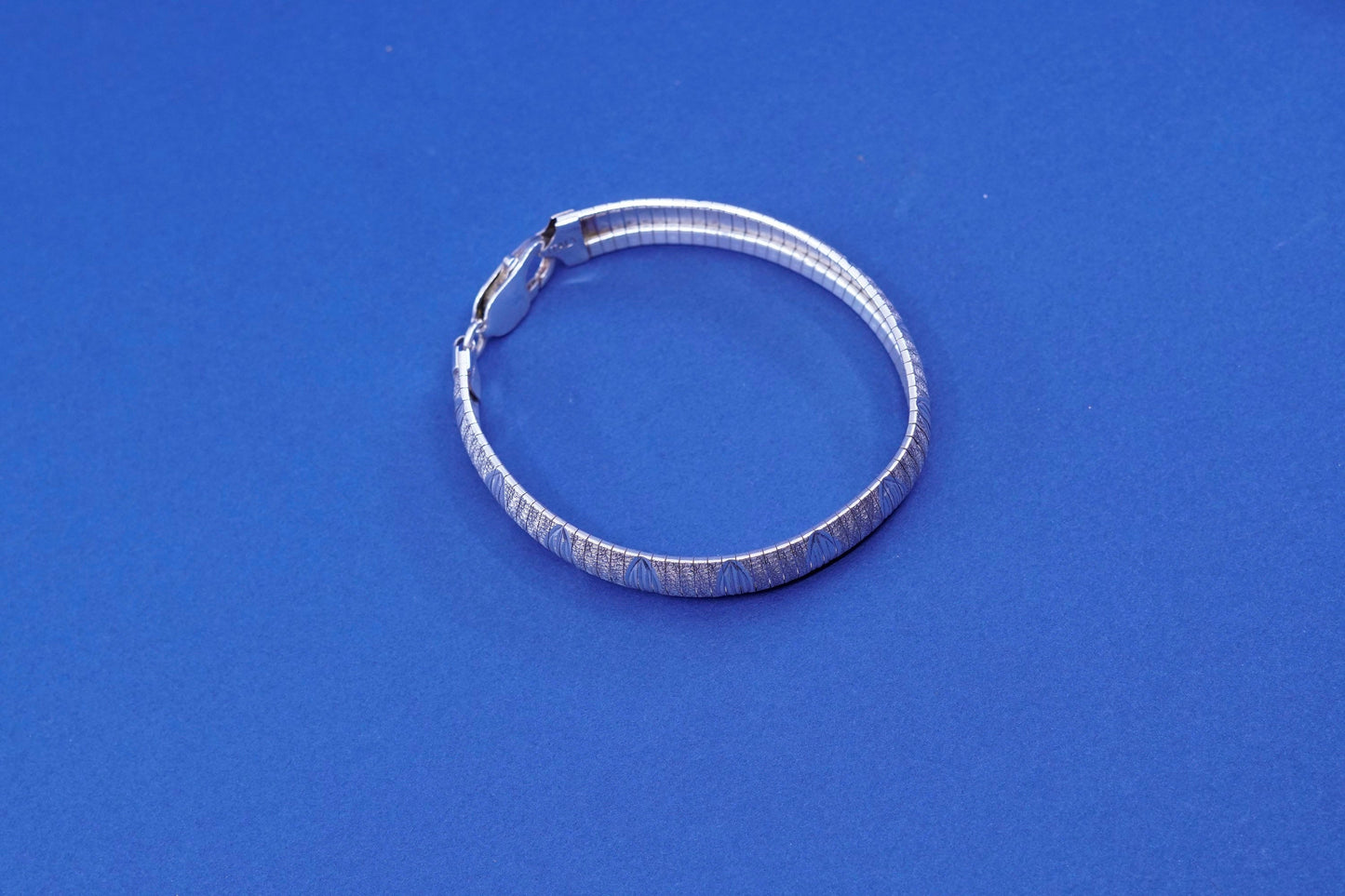 7.25”, vintage dyadema Sterling silver bracelet, 925 textured omega chain