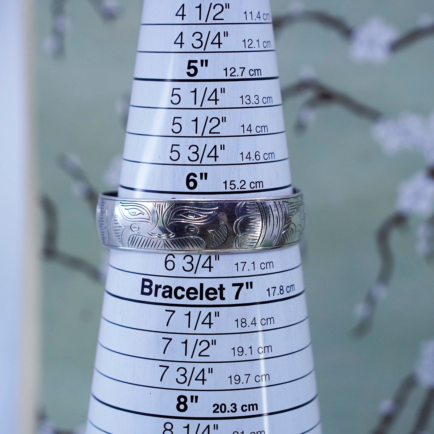 6.25”, Native American Sterling silver bracelet, southwestern 925 cuff face