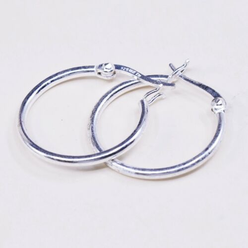 0.75” sterling silver 925 Huggie earrings Hoops, stamped 925 IBB