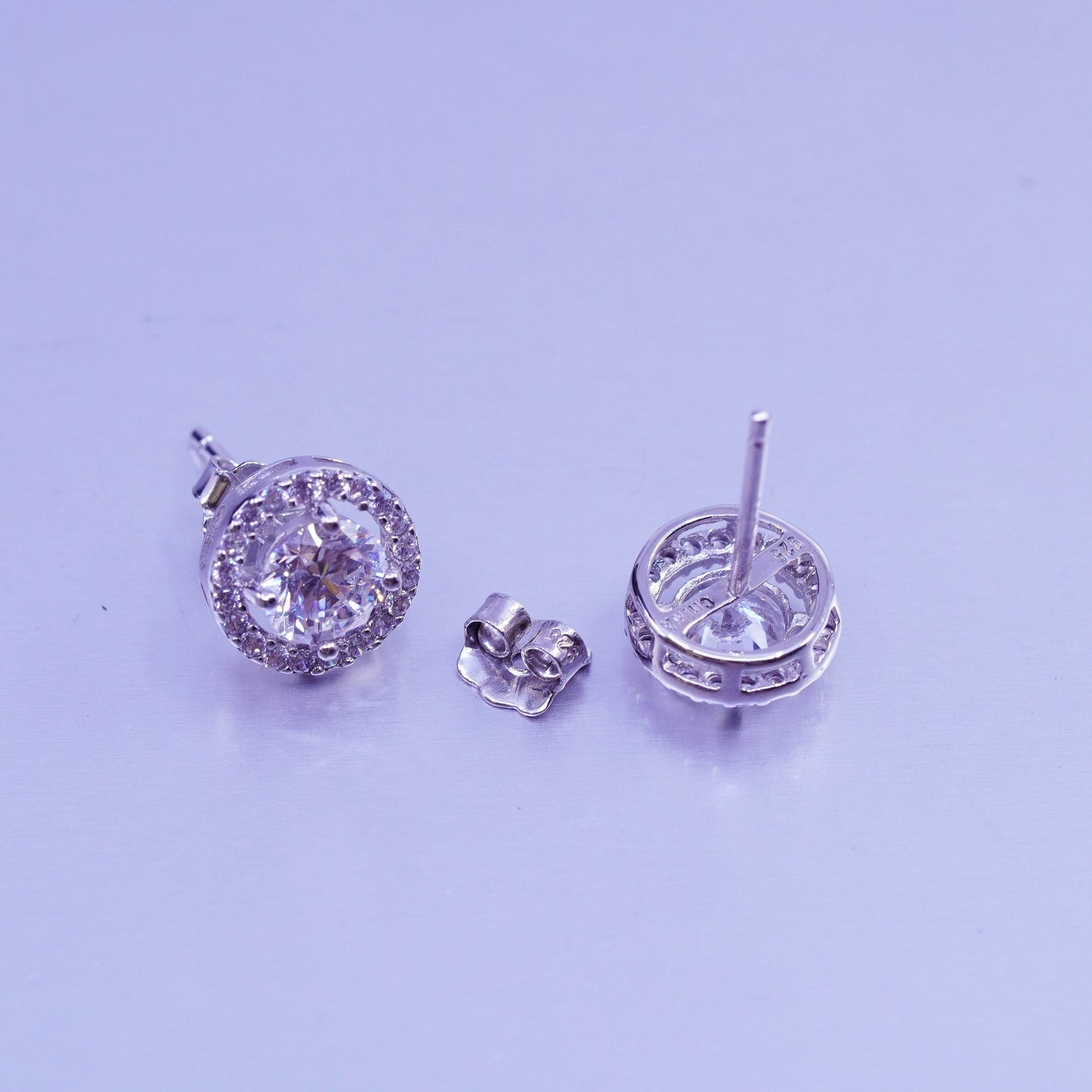 Vintage Sterling 925 silver earrings, studs with cz inlay