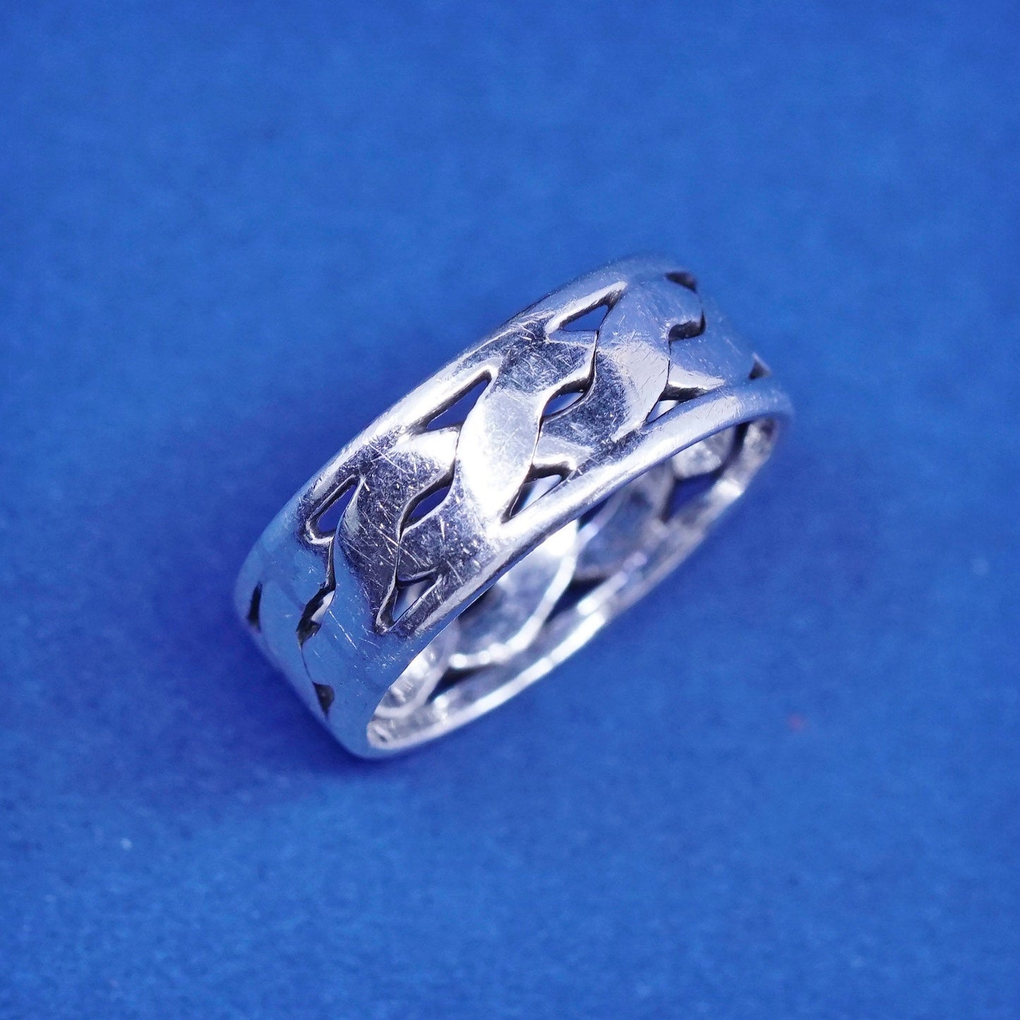 Size 5.5, vintage Sterling silver handmade ring, 925 woven band