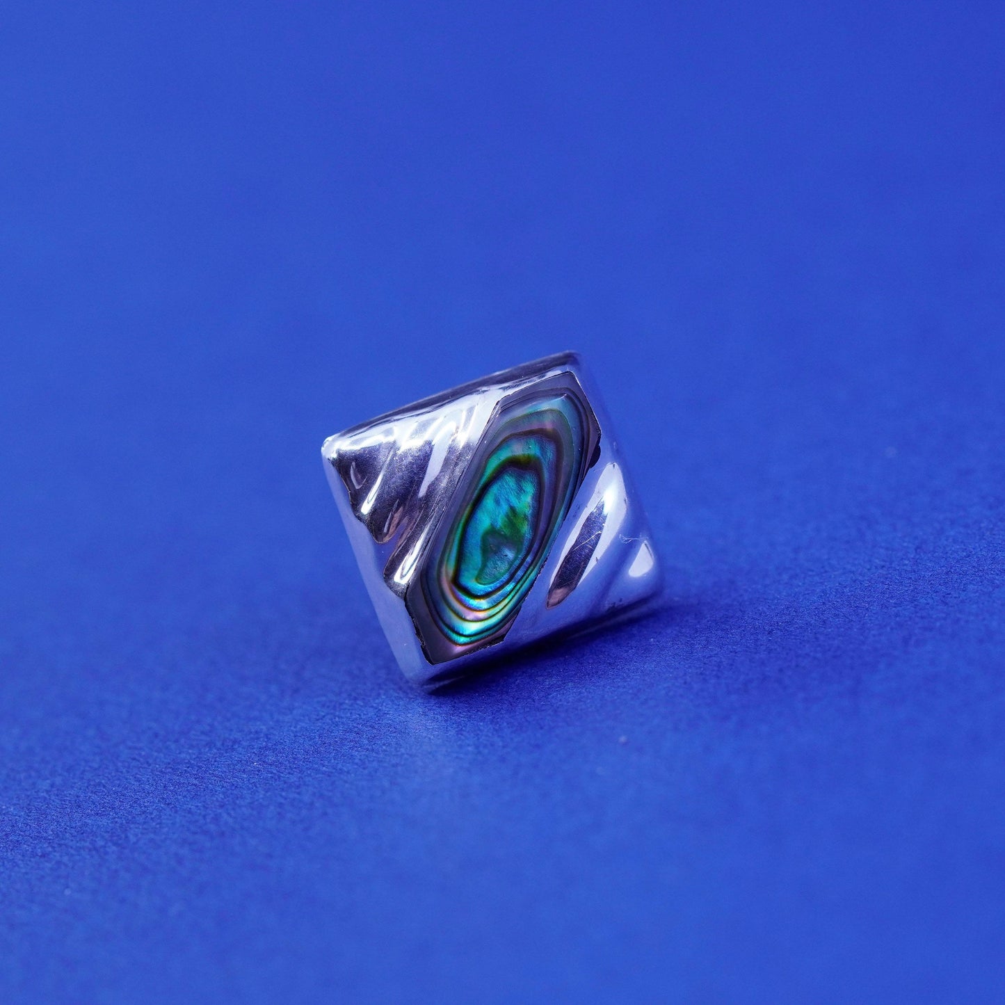 Southwestern Sterling 925 silver handmade ribbed square studs earrings abalone