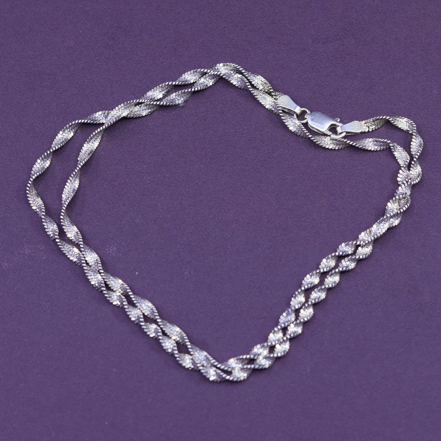18”, vermeil gold over Sterling silver necklace, 925 twisted herringbone chain