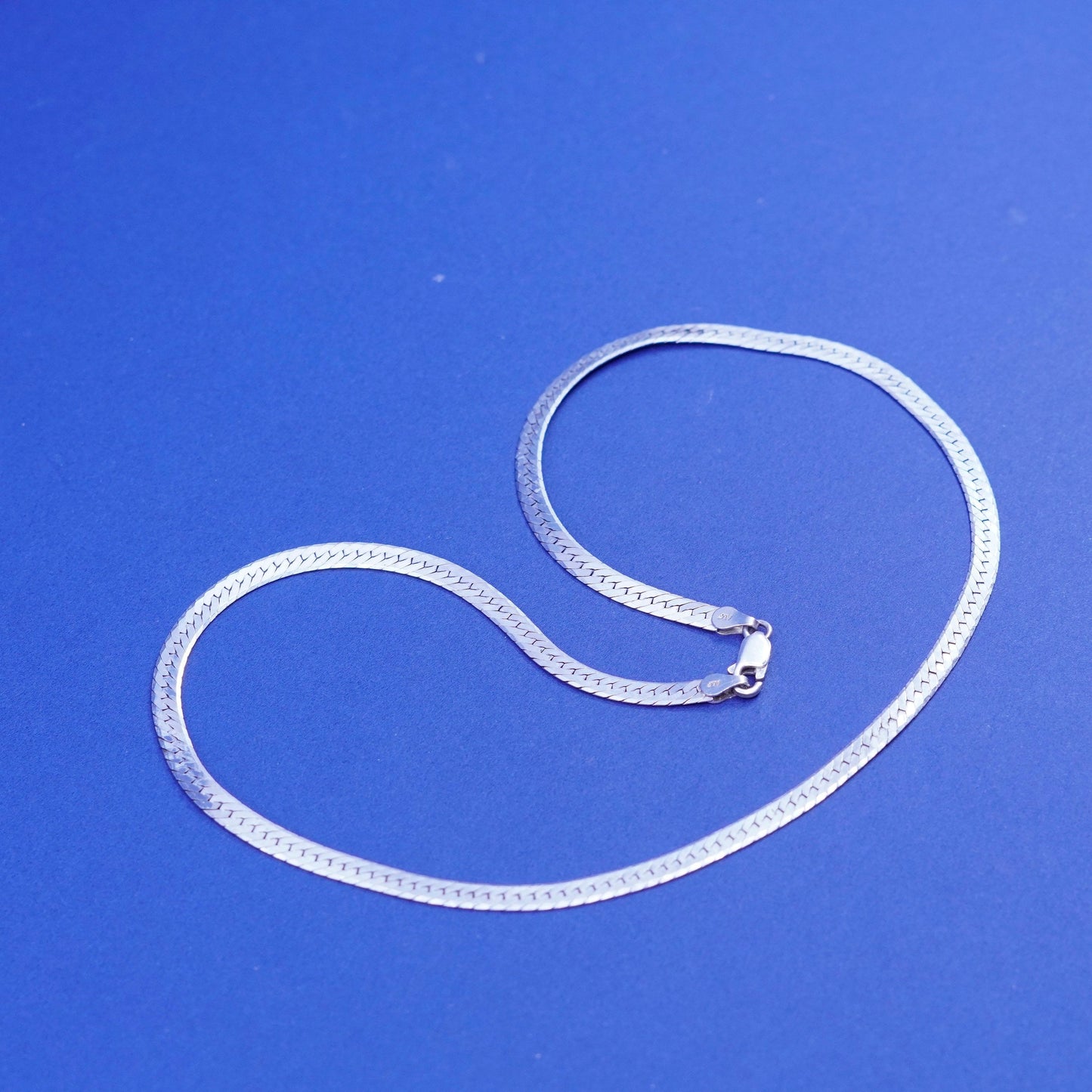 18”, 5mm, vintage Sterling silver handmade necklace, 925 herringbone chain