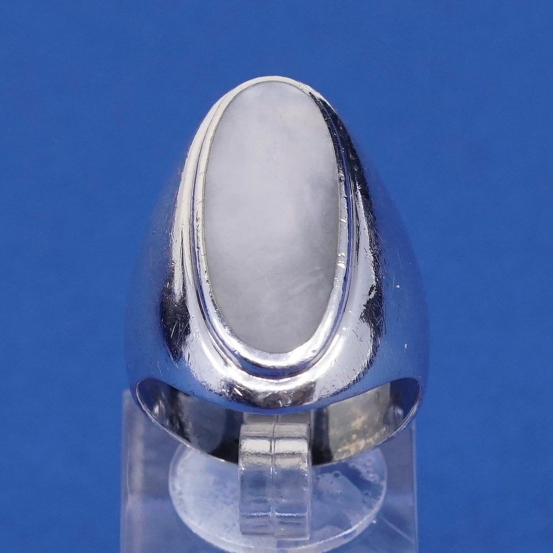 sz 9, vtg ALF sterling silver handmade ring, 925 w/ mother of pearl