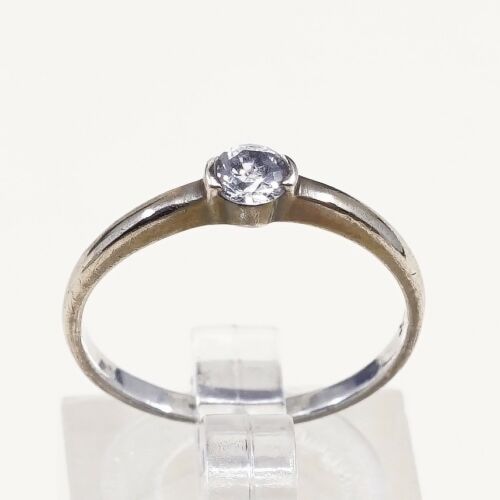 Sz 6.75, Sterling Silver Handmade Ring, 925 Silver Engagement Ring W/ Crystal