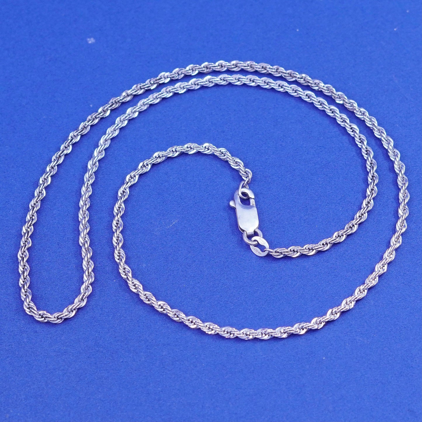 18”, 2mm, vintage Sterling silver handmade necklace, 925 rope chain