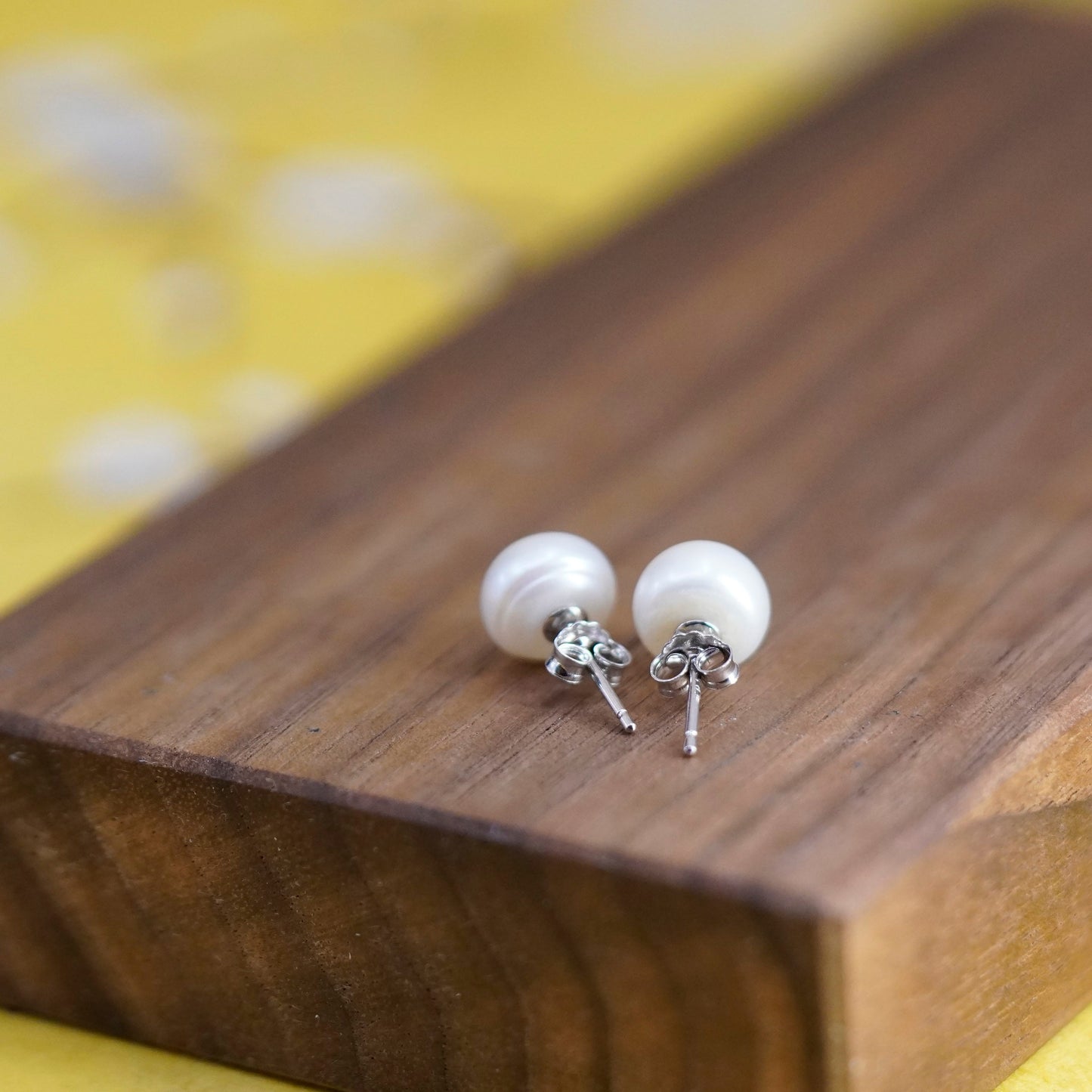 Vintage Sterling silver handmade earrings, 925 studs with pearl