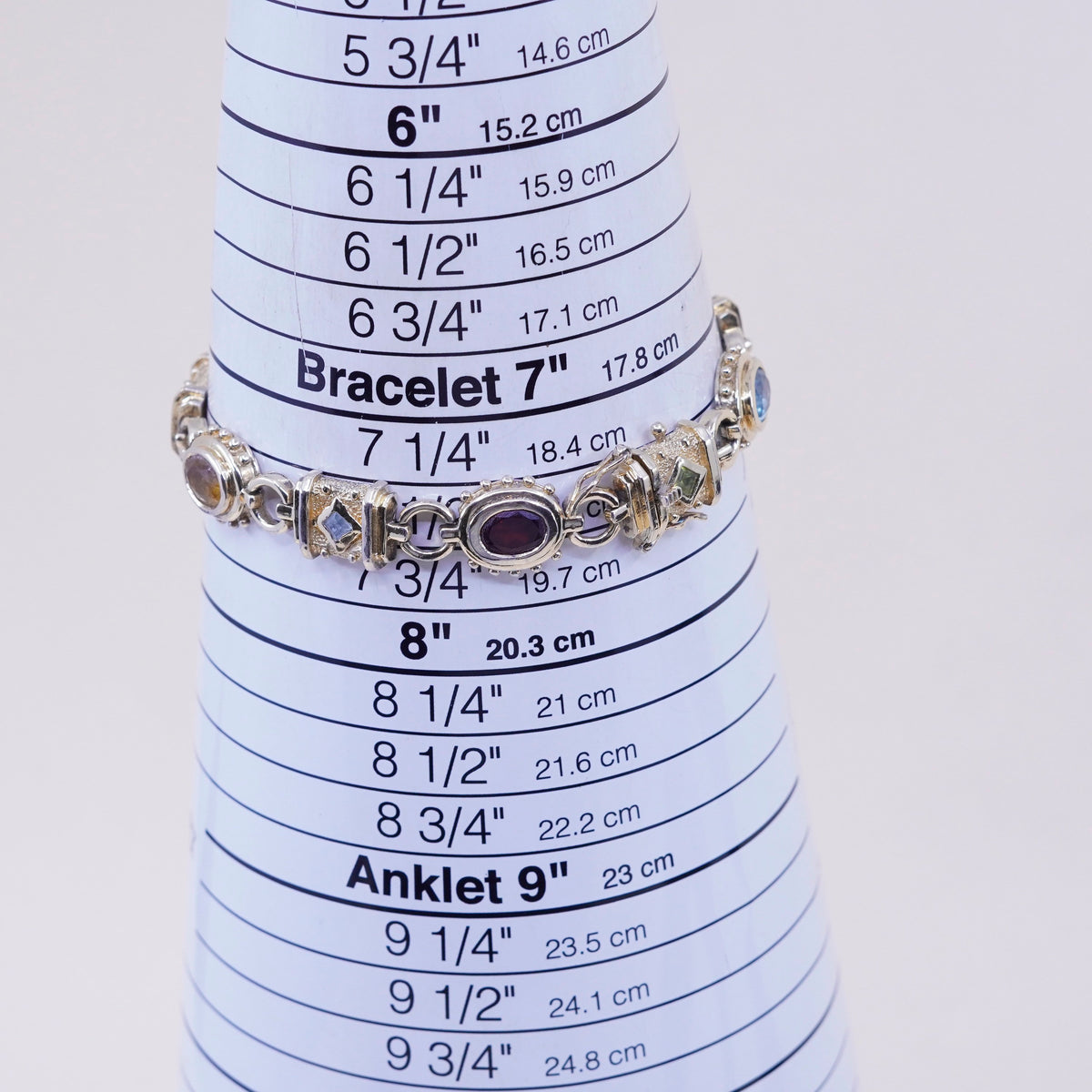 7.5”, gold sterling silver bracelet, vermeil 925 tennis bracelet peridot ruby