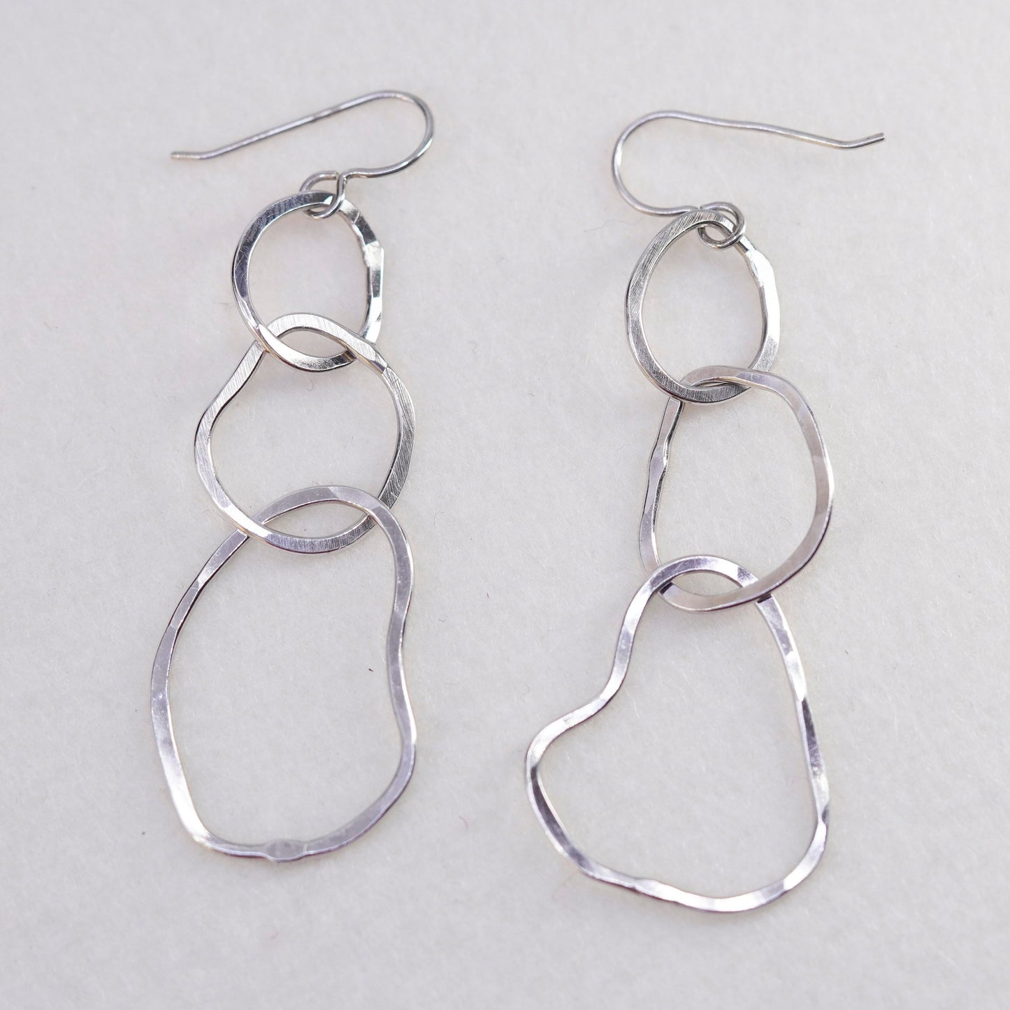 Vintage Sterling 925 silver handmade entwined circle earrings