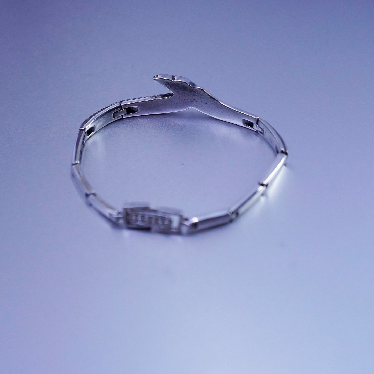 6.75”, Sterling 925 silver tennis bracelet chain with pink blue mother of pearl