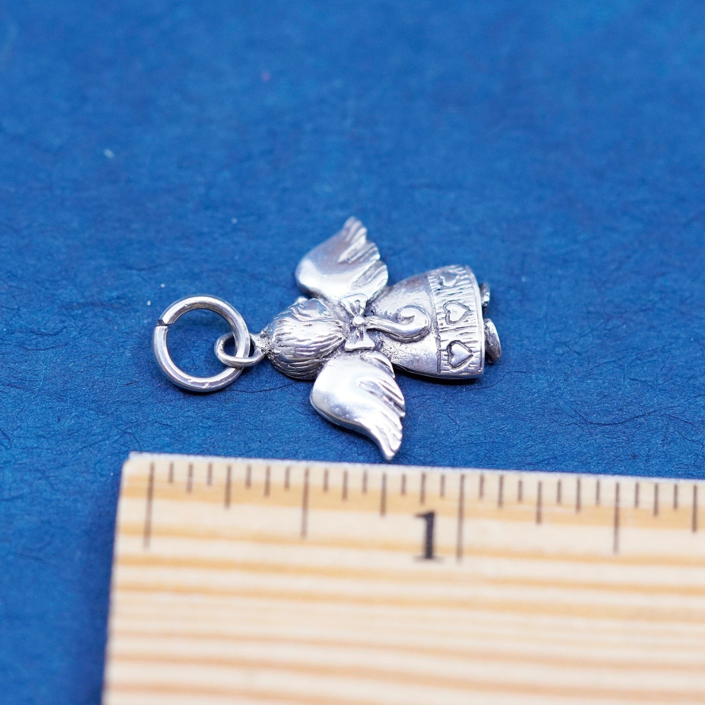Vintage sterling silver handmade pendant, 925 Angel charm